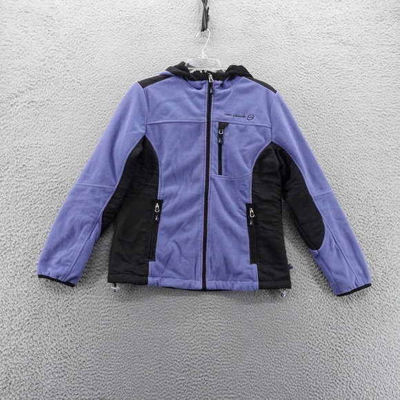 Free Country Jackets & Blazers - Free Country Hooded Fleece Jacket Medium Purple Black Colorblock Womens Full Zip